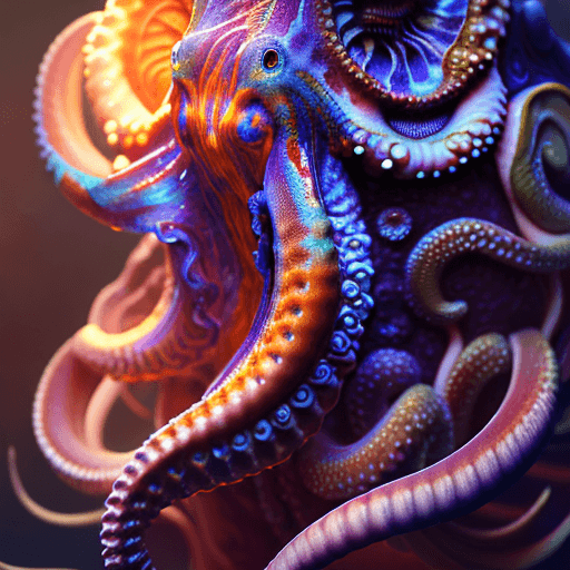 AI generated: Goddess close-up portrait ribcagel, octopus  phoenix head, nautilus, orchid, skull, betta fish, biol...
