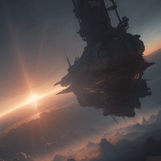 AI generated: Photo of a ultra realistic space ship, dramatic light, pale sunrise, cinematic lighting, battered, l...