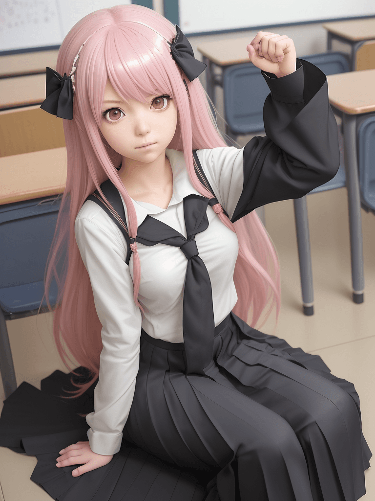 AI generated:  girl, anime megurine luka, wear school clothes from Thailand, ((long skirt pleated)), best details,...