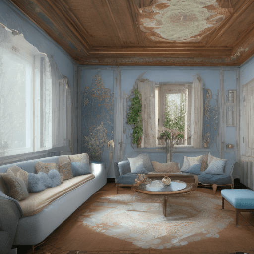 AI generated: High resolution photography interior design, dreamy sunken living room conversation pit, wooden floo...