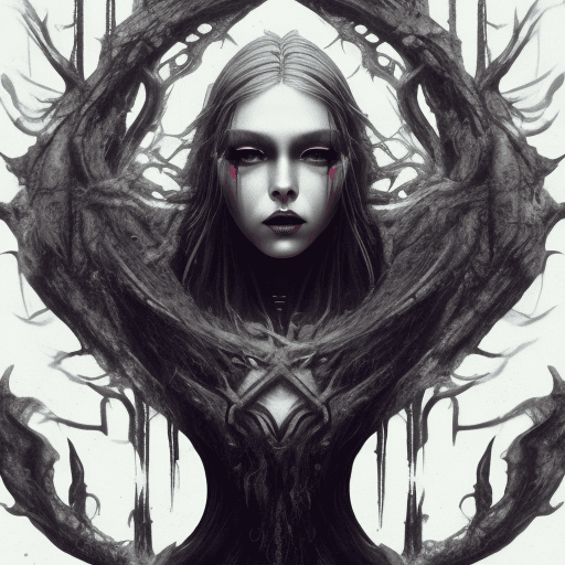 AI generated: Double Exposure, chthonic occult , a tempestuous priestess,deviant church, hyperrealistic art {<lora...