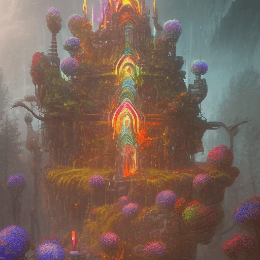 AI generated: a retro future shaman building up colorful flaming energy on his hands, Ben Erdt, Ognjen Sporin, Rap...