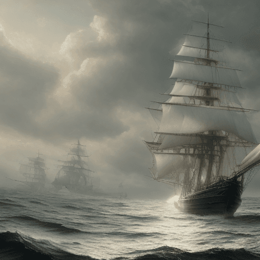 AI generated: Photo of a ultra realistic sailing ship, dramatic light, pale sunrise, cinematic lighting, battered,...