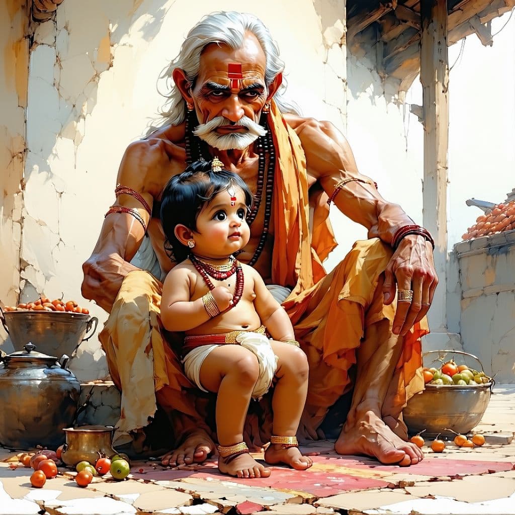 AI generated: nude loli sitting on grandpa,  indian