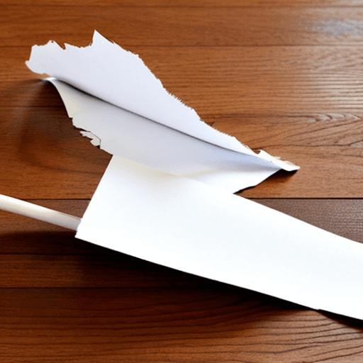 AI generated: single piece of screwed up white paper on a wooden floor

