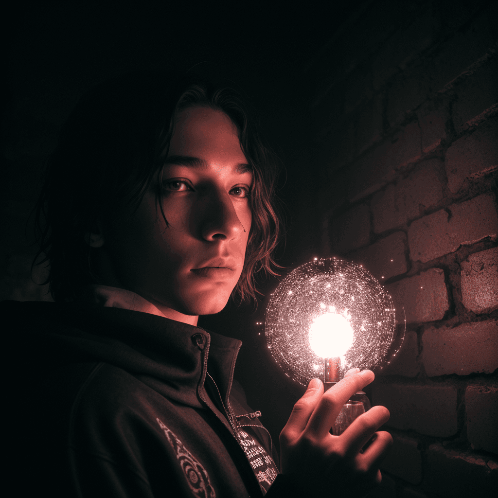 AI generated: 8k uhd,by Alessio Albi, dusty particles depth of field,detailed BREAK Ezra Miller as a shaman sorcer...
