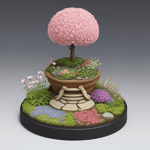 AI generated: a tiny garden of flowers that represents nothing