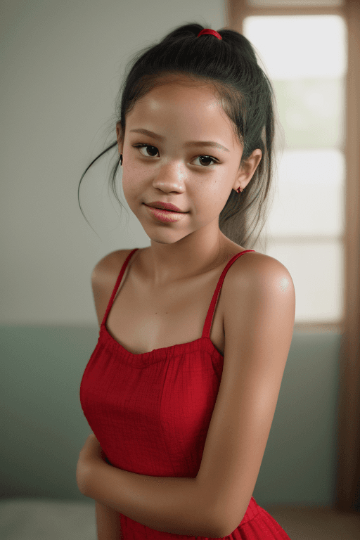 AI generated: portrait photo ((Jenna Ortega:1)), ((original face:1)) in red short dress

natural beauty, ((beauty:...