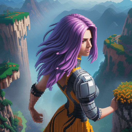 AI generated: more like pixel art. high pixeleted picture,2d pixel art, more like pixel art, bolnd hair girl facei...