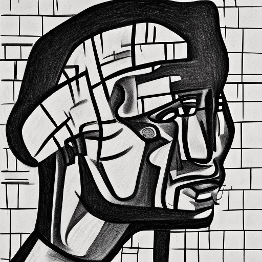 AI generated: Drawing of mans side look while being lobotomized with words going through the head ultra stylish, M...