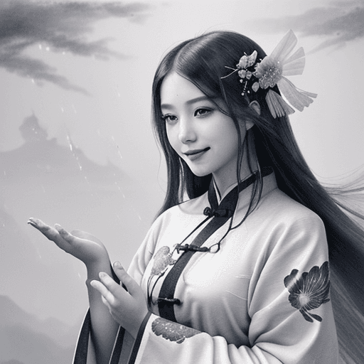AI generated: dramatic angle,(fluttered detailed ink splashs), (illustration),(((1 girl))),(long hair),(rain:0.6），...