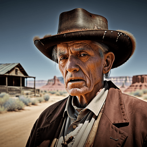 AI generated: a sad looking old priest, with a shotgun, wild west style, 8k