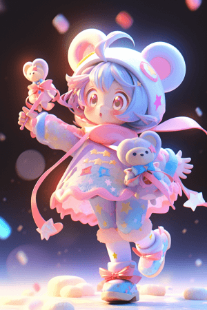 AI generated: The Fullbody whimsical artwork of adorable chibi character, Teleidoscope cute, cheerful expression, ...