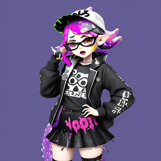 AI generated: Splatoon 3,Splatoon apocalypse fashion, horror apocalypse fashion idol, singing idol clothes design ...
