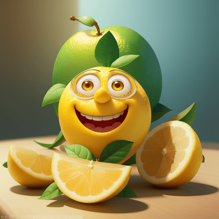 AI generated: A happy cartoon Lemon fruit , Pixar Style, perfect composition, 8k artistic photography, photorealis...