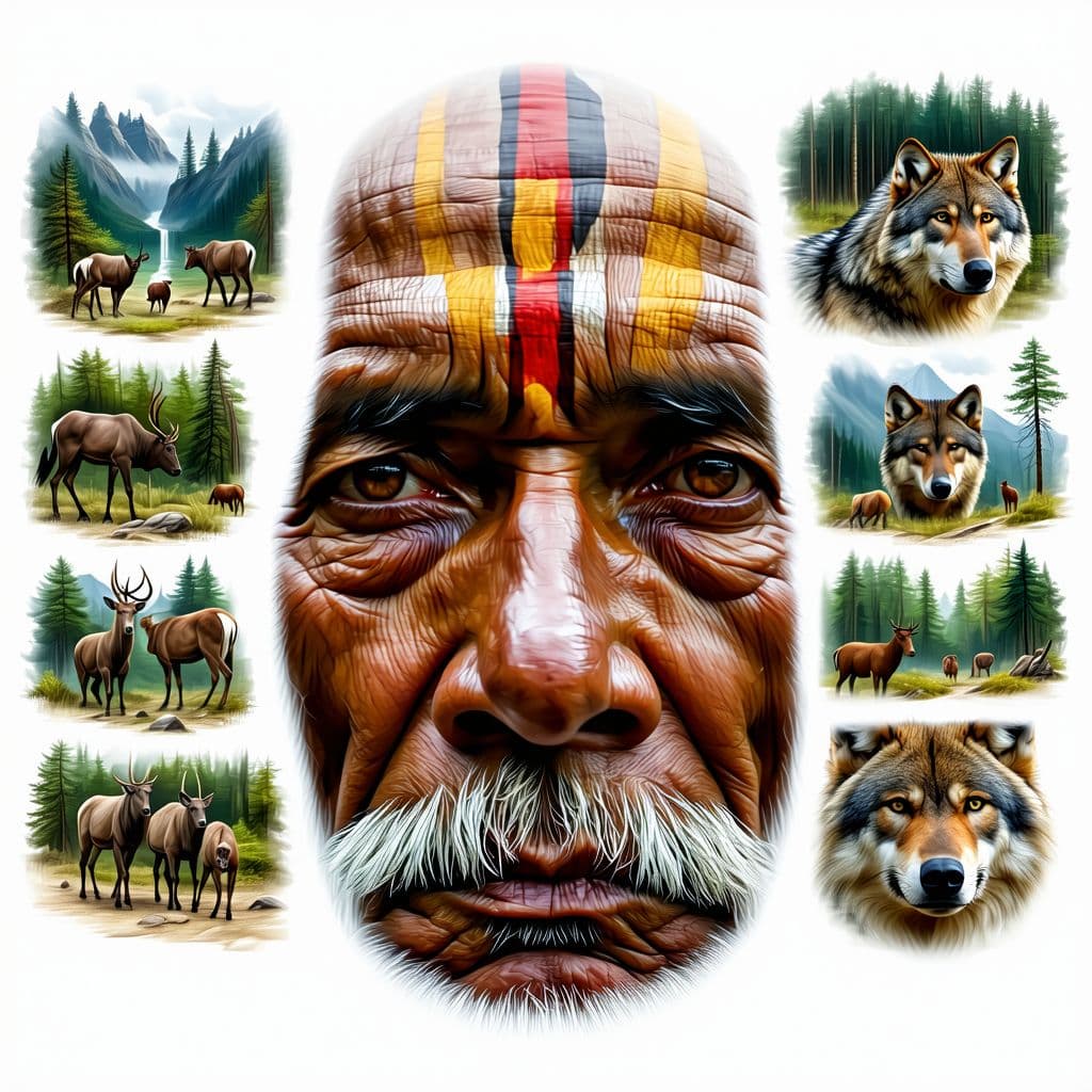 AI generated: digital painting, ultra realistic, very detailed eyes of an old aborigines shaman, sergio Leone styl...