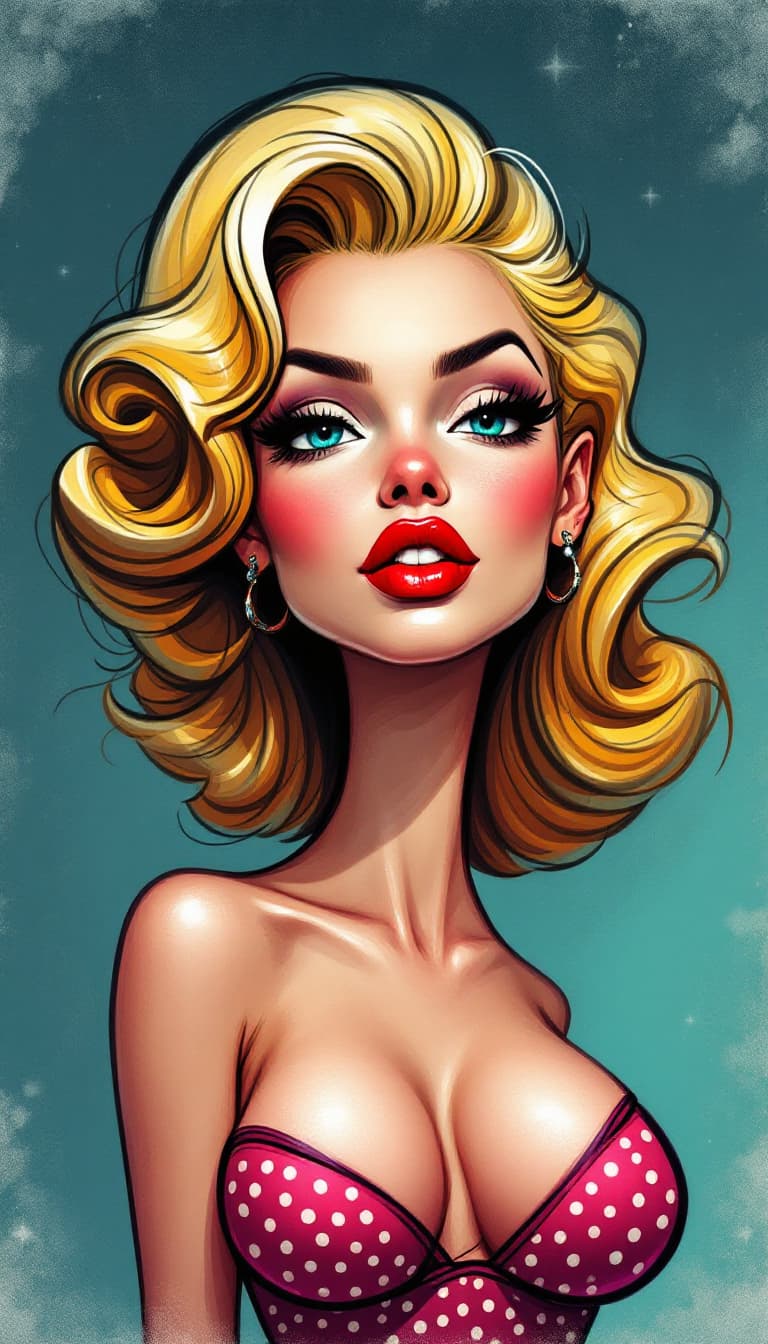 AI generated: A whimsical depiction of a pin-up woman, drawing inspiration from the playful lines and patterns of ...