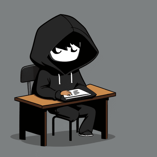 AI generated: Create character with hoodie , sitting on chair at desk in a dimly lit room, looking at pc screen, s...
