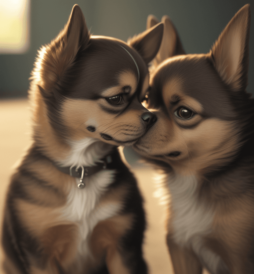AI generated: hyper realistic photography, portrait of a sweet, cuddly and adorable chihuahua dog dark brown futur...