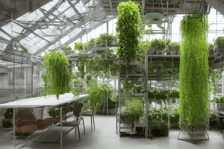 AI generated: 
High resolution photography interior design, fruit shop factory atmosphere
vertical farming, hydrop...
