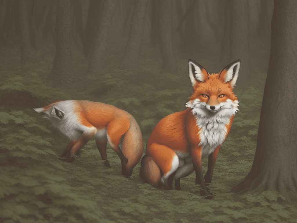 AI generated: An old man camouflaged like a fox in the forest.