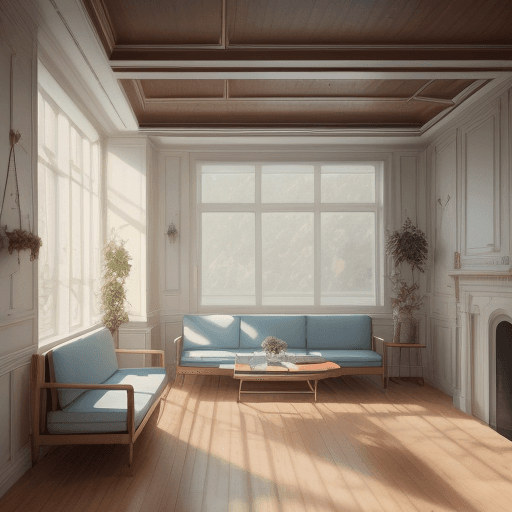AI generated: High resolution photography interior design, superman, conversation pit, wooden floor, small windows...