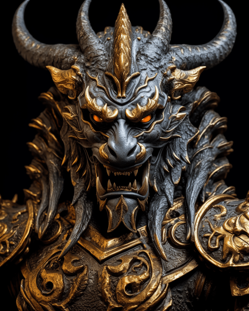AI generated: Incredibly detailed close-up photograph of a ferocious singha, facing front, intricate detail, hyper...