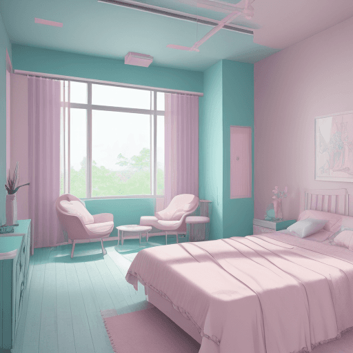 AI generated: High resolution photography anime style interior design, pastel palette