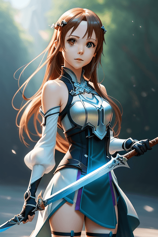 AI generated: modern disney style,Sword Art Online, beautiful Yuuki Asuna, disney style eyes,disney style face, (f...