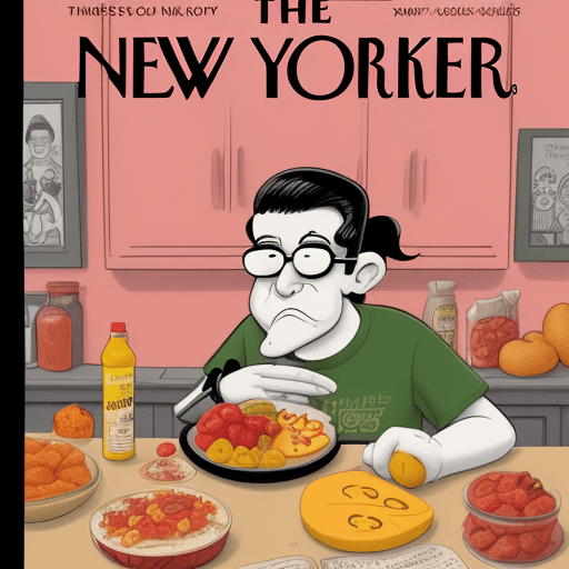 AI generated: A New Yorker cartoon that illustrates the term "2000 nutri!"