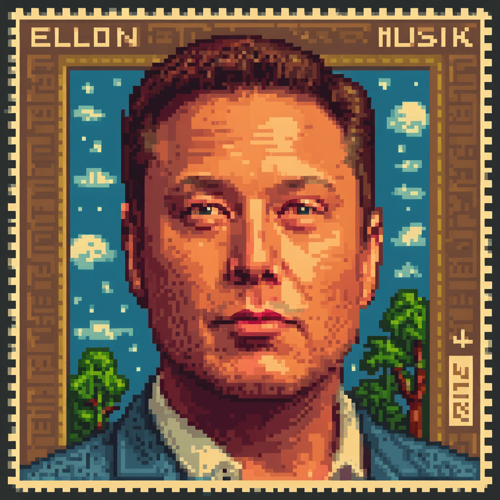 AI generated: Elon Musk, SAI Pixel Art