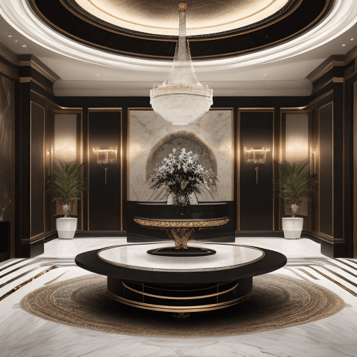 AI generated: Hyper realistic interior photo luxury private bank realistic cinematic ultra 4k modern interior desi...