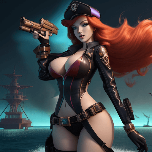 AI generated: Create a stunning 3D rendering featuring Miss Fortune from League of Legends. Immerse Miss Fortune i...