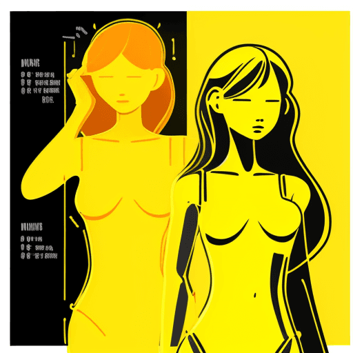 AI generated: illustration, women, one, yellow, outlines --ar 9:16