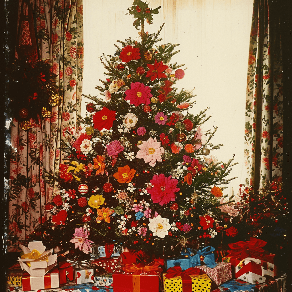 AI generated: Christmas tree 1969 --no ugly, deformed, noisy, blurry, distorted, out of focus, bad anatomy, extra ...