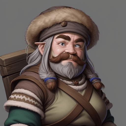 AI generated: the portrait of a hill dwarf ranger named beth