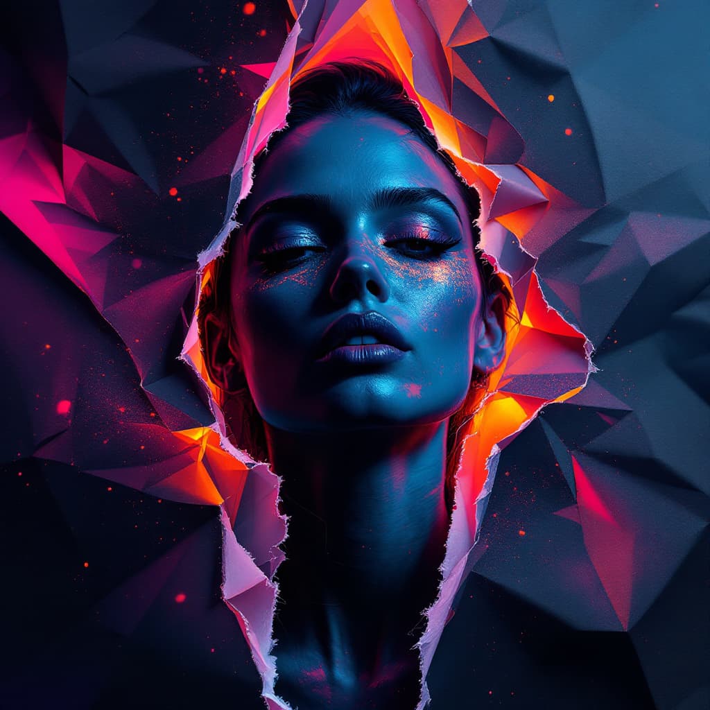 AI generated: Show clips of paper rip transitions in action with vibrant transitions. Dark Cinematic and powerful ...