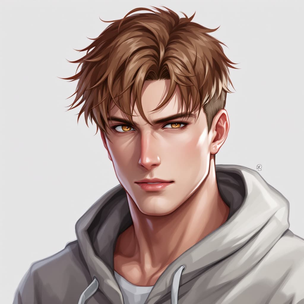 AI generated: best quality, masterpiece, highres, 1boy, solo, male focus, short hair, chestnut hair, messy hair, c...