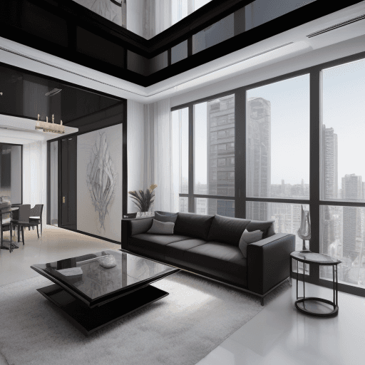 AI generated: imagine an interior for a duplex penthouse with a modern interior furniture and finishing