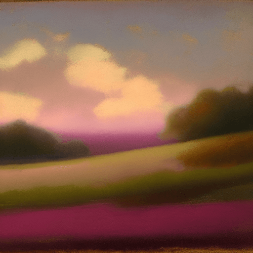 AI generated: a beautiful tonalist landscape painting, random color, atmospheric haze, intense hue, tetradic color...