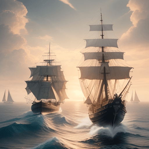 AI generated: Photo of a ultra realistic sailing ship, dramatic light, pale sunrise, cinematic lighting, battered,...