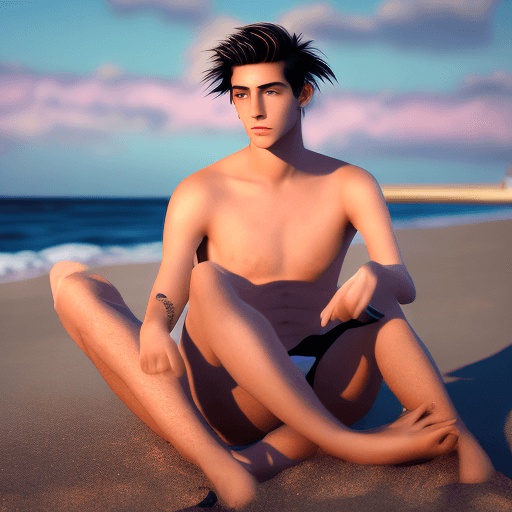 AI generated: semi-realistic, aesthetic, uncanny, mid 20s, male, man, short black hair, fluffy hair, blonde streak...