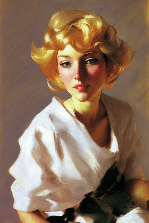AI generated: close shot of blonde lady by Joaquín Sorolla