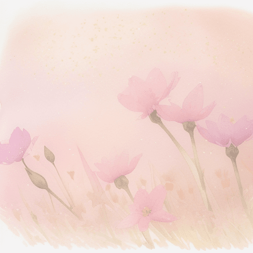 AI generated: Detail of a field of flowers with a few beautiful flowers - delicate with a touch of pink pastel ton...