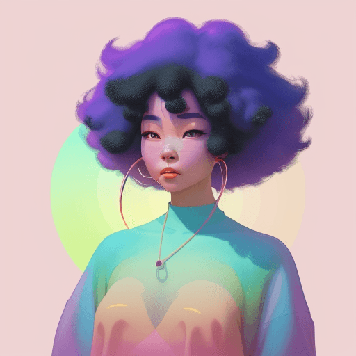 AI generated: asian woman face with nose ring and afro, tumblr, inspired by Yanjun Cheng style, digital art, lofi ...