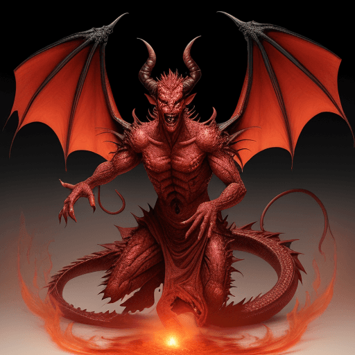 AI generated: dragon trying to transform in to the devil failed turned in to demon
