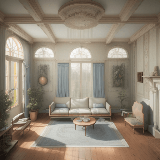 AI generated: High resolution photography interior design, dreamy sunken living room conversation pit, wooden floo...
