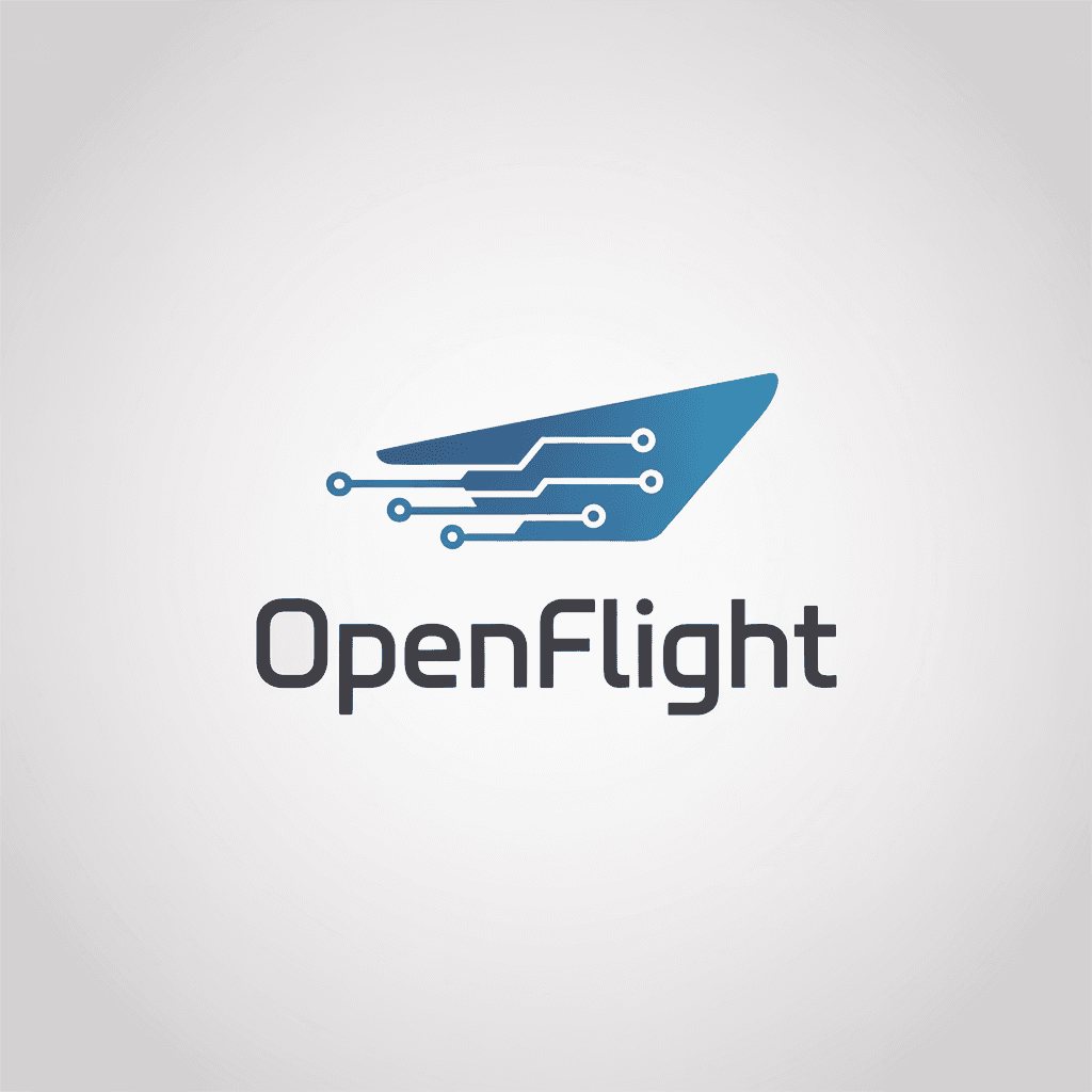 AI generated: A professional corporate logo for an aviation company software project named OpenFlight