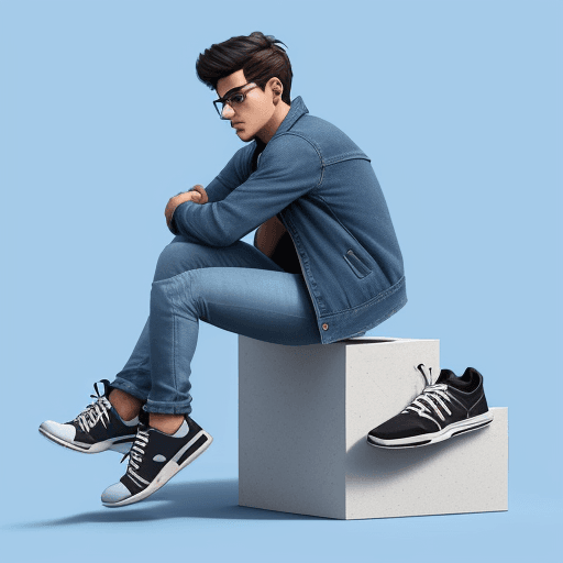 AI generated: Create a 3D illustration of an animated character boy sitting casually on top of a social media logo...