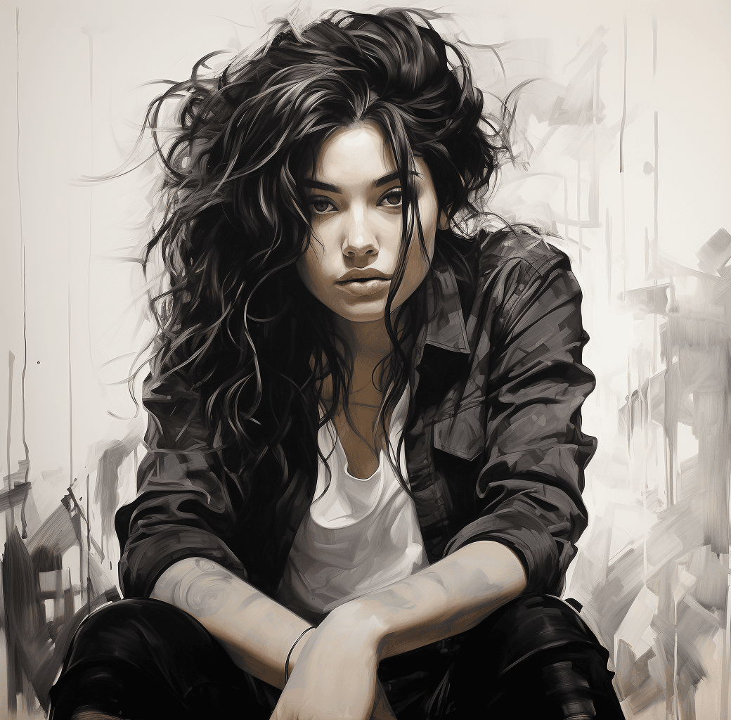 AI generated: a pencil drawing by jessica savulescu, in the style of magali villeneuve, michael garmash, raw and e...
